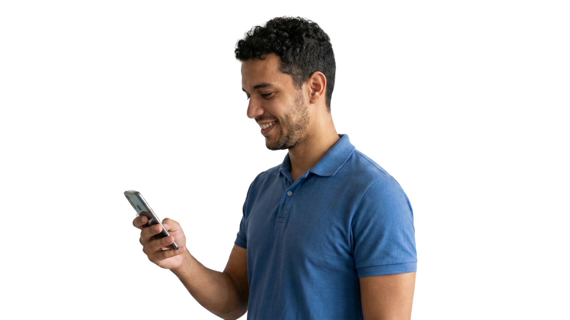 Persona usando su teléfono móvil para enviar dinero